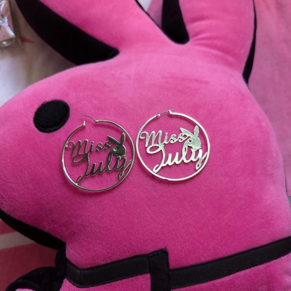 Playboy miss july hoop earrings circle Silver color - Picture 8 of 8